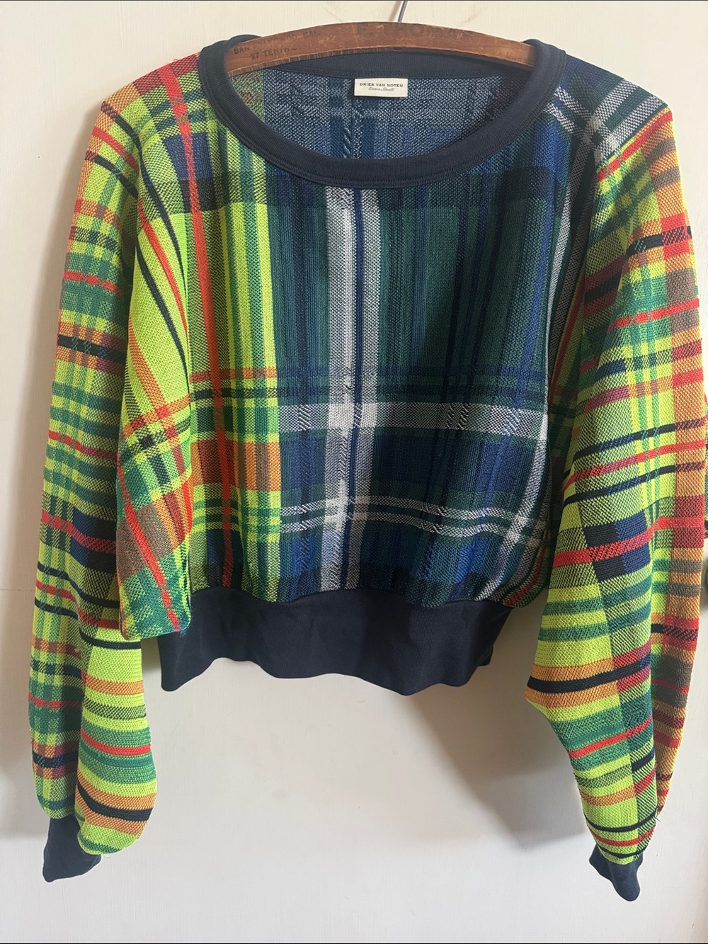 Dries Van Noten Multicolor Plaid Crewneck Sweatshirt - Green, Blue, Yellow, Red